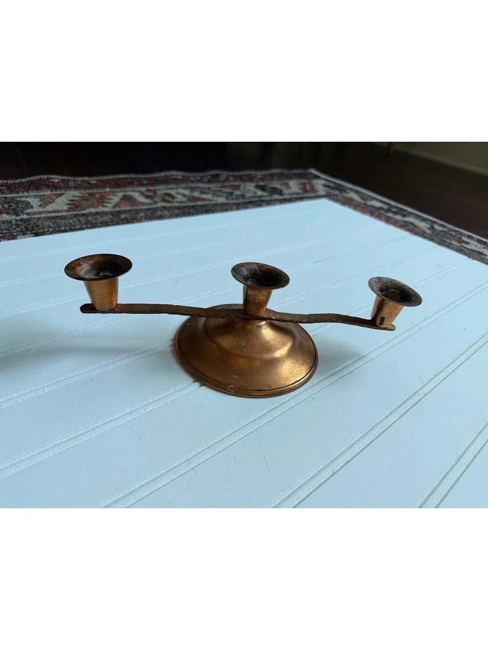 Vintage Empire Copper 3-Arm Candelabra Candle Holder MCM